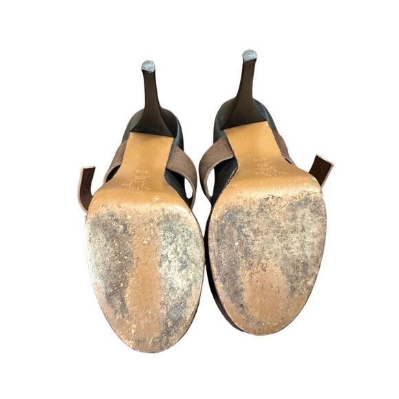 Marni Black/Brown Leather Mary Jane Peep Toe Platform Pumps Size 371/2 - Picture 6 of 6